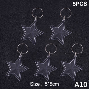 Blank Photo Frame Keychain Clear Acrylic Keyring Insert Photo Split Key Pendant DIY Key Holder Couple Anniversary Gifts 5pcs
