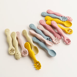 New Mother-kids 3PCS Baby Silicone Spoons Baby Utensils Training Cutlery Set Baby Feeding Meal Spoon Childrens Tableware
