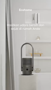 ECOHOME EAP888 Air Purifier & Fan Pembersih Udara Osilasi 90° Bladeless Fan with Remote HEPA Filter Low Watt 35W EAP-888