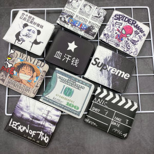 Creative Graffiti Short Cartoon Wallet for Teenage Boys Korean Style Bifold PU Leather Wallet with Card Holder And Cash Compartment