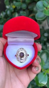 แหวนพลอยสโมคกี้ควอทซ์แท้(Smoke Quartz) เงินแท้ 92.5% เคลือบทองคำขาว ไซส์นิ้ว 54 หรือ 7US สินค้าส่งในกล่องเครื่องประดับ พร้อมใบรับประกัน