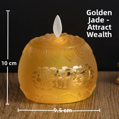 Colorful Glass Lotus Lamp Buddha Front Long Burning Lamp Bodhisattva Offering Lamp Household Electronic Candle Butter Lamp Battery Buddha Lamp