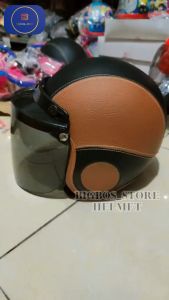 HELM ANAK RETRO BOGO PREMIUM 2 3 4 5 6 7 TAHUN POLOS FULL KULIT FREE VISOR KACA FLAT DATAR polos