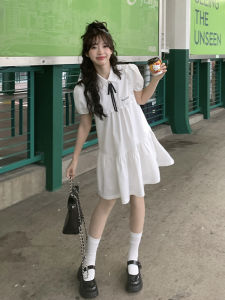 Tokyo Annual Record JK Daydream Sweet Small Size Beach Vacation White First Love Dress Womens New Style Bubble Sleeve A-Line Skirt