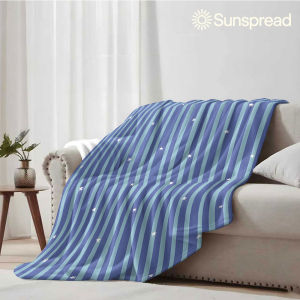 Beast Kingdom | Blue Vertical Stripe Star Soft Warm Flannel Blanket Lightweight Cozy Christmas Halloween Home Decor Room