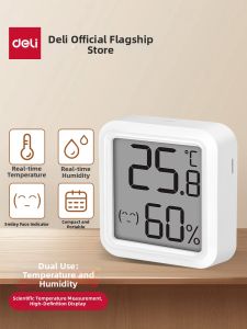 deli | High Precision Mini Temperature and Humidity Monitor Indoor Home Baby Room Wall Mount