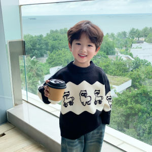 Thickened Childrens Knitted Sweater Boys Autumn Winter Clothes Overhead Style Baby Winter Fashion Soft Comfortable Long Sleeve