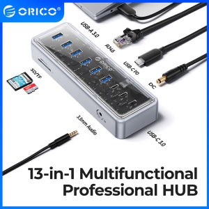 ORICO USB Hub usb3.2 Gen1 5gbps tốc độ cao truyền 14 cổng đồng thời mở rộng cổng SD khe TF 3.5mm cổng âm thanh RJ45 cổng PD 65W với bộ chuyển đổi