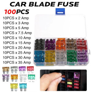100Pcs รถชุดฟิวส์ Assortment โปรไฟล์กลางขนาดใบมีดชนิด Fuse รถบรรทุกรถยนต์2-35A ฟิวส์กล่องคลิป