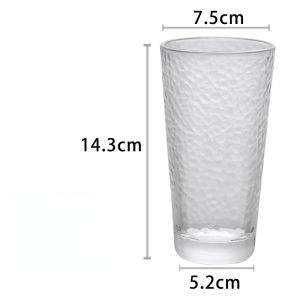 330ml Glasses Transparent Water Cup Beverage Cup Embossed Glass Heat-resistant Tea Cup Wholesale Creative Hammer Pattern Glass
