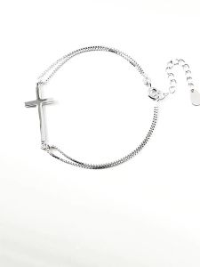 SHISHANGMEIDI | Fashion 925 Sterling Silver Bracelet Women Simple Cross Ornament