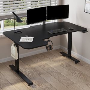 BilBil 59 inches 1.5M Electric Standing Desk Single Motor Desk Height Adjustable Stand Desk 150cm L shape left side with wheels