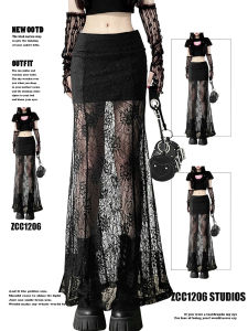 Cao Vòng Eo Ren Chia Màu Đen Dài Váy Nữ Gợi Cảm Khoét Hở Thon Gọn Chia Đầm Ngắn Phong Cách Nhật Bản Dễ Thương Chân Váy Chữ A