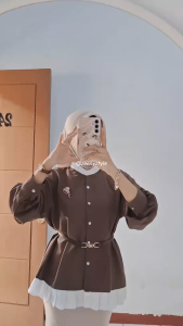 MelodyOutfit - 4in1 One Set Liya Setelan Lebaran |Hijab Belt Blouse Rok Duyung| Set Korean Hijab Style Outfit Casual Remaja Set AA472