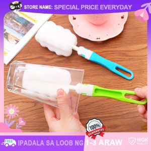 Long Handle Cleaning Brushes with Detachable Sponge for Feeding Bottle Water Cup Glass Wine Bottle Mug Plastic Clean Tools Homehold Mother Use