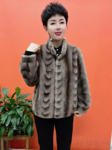 Thickened Fur Coat Stand Collar Mink Velvet Womens Middle-Aged And Elderly Winter Outerwear Luxury Fashion Chinese Brand