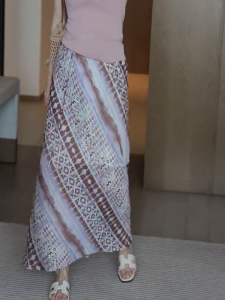 MANMI | Ethnic Style Unique Design Slimming High-Waisted A-Line Skirt