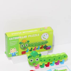 Wooden Caterpillar Montessori Creative Toy Color Matching Game Kid Fine Motor Skills Educational Toy Hand Eye Coordination Gifts