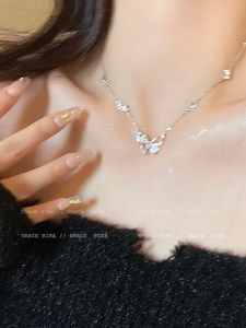 Sweet Style Butterfly Zircon Necklace Luxury Clavicle Chain Sweater Chain Alloy Material Fresh out Fashion Jewelry for Women