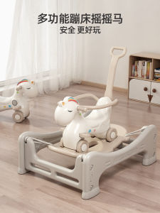 Childrens 2-in-1 Wooden Rocking Horse Slide Car Baby Swing Chair Baby Horse First Birthday Gift Toys True Amusement