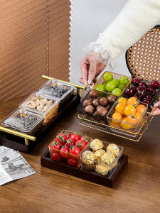 Elegant Retro Chinese Style Wood Fruit Tray Snack Display Box Living Room Tea Time Candy Nut Dry Fruit Storage Container