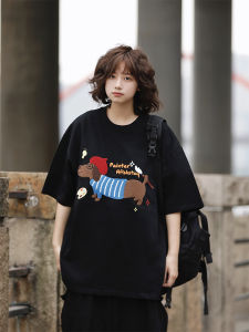 Loose Short Sleeve T-Shirt Men Women Summer Cartoon Print Dog Sausage Half Sleeve Top Couple Cotton Youth Fashion Antibacterial