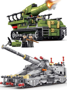 German Carl Gustav Train Gun and Anti-Air Tiger Heavy Tank Building Military Bricks