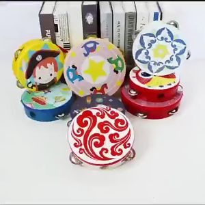 【Ready Stock】 Baby Kids Wooden Musical Toys Drum Rattles Toy Tambourine Playing Toys