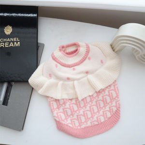 zhongku Pet Sweater Tide Brand Cat Knitted Coat with Ruffle Shawl Poodle Princess Costume