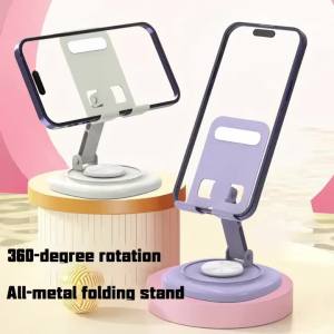 360 ° Giá Đỡ Bàn Làm Việc Bằng Kim Loại Có Thể Gập Lại Xoay Được Cho Điện Thoại Và Máy Tính Bảng - Giá Đỡ Ổn Định Có Đế Chống Trượt Có Thể Điều Chỉnh Góc Độ Cho Tất Cả Các Thiết Bị