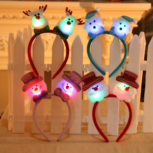 Christmas Headband with Flashlight Hair Clips Antler Headbands New Year Decoration Santa Headband Christmas Decorations Gifts