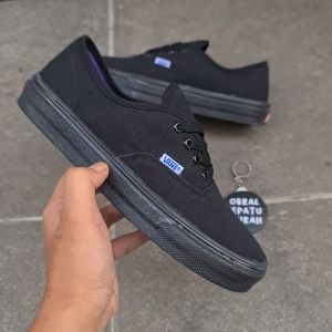 OBRAL SEPATU HITAM POLOS AUTH FULL BLACK 39-43 SNEAKER KERJA SEKOLAH VULCANIZED MURAH 100%
