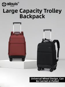 Wheeled Pull Rod Large Capacity School Backpack for Middle and High School Students