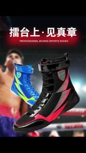 Mens High Top Wrestling Shoes Boxing Fighting Comfortable Training Sports Boots Rubber Large Sole Anti-Slip Boxing Sneakers