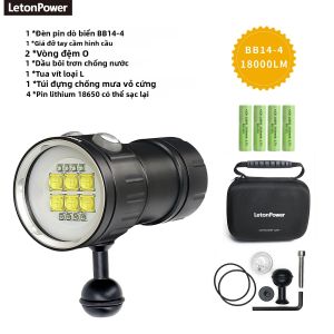 Đèn Pin Lặn LetonPower 20000Lumens 15 XM-L2 LED Đèn Chụp Ảnh Dưới Nước Chiếu Sáng Mạnh Chống Nước 100M Đèn Pin Quay Video Lặn