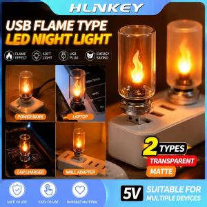 HLINKEY 4PCS USB Flame Night Light LED Simulated Candle Lamp 5V Car Atmosphere Lighting Plug and Play for Laptop Power Bank Festival Decor