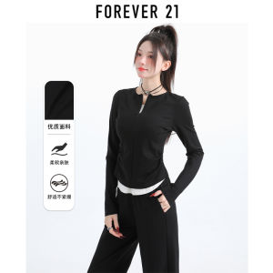 Forever 21 High Waist Wide Leg Sportswear Set Womens Casual Top Bottoms Two Piece Black Autumn New Style Versatile Outfit