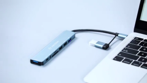 Kimp 8-in-2 USB Splitter A Type C Hub OTG Adapter Docking Station Multi USB 3.0 HUB 4-Port Multiple USB Splitter Adapter SD TF Card Reader Audio Multi-hub Dock Splitter