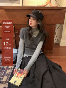Mixd | Quần Áo Knitwear Tay Ngắn Phong Cách Bụi Bụi Màu Xám