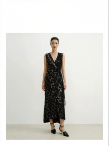 Tassel and Sequins Sleeveless Black Waist-cinching Summer Dress