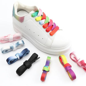 Rainbow Gradient Flat Shoelaces 1.2CM Width Shoe Laces for Sneakers Casual Shoelace for Women Man Shoestrings 100/120/140CM
