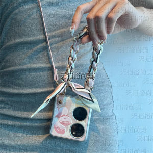 Retro Floral Huawei Pocket2 Xiaomi Mixflip Foldable Screen Honor MagicVFlip with Lanyard Vivoxflip Womens Crossbody OppoFindN3Flip Phone Case