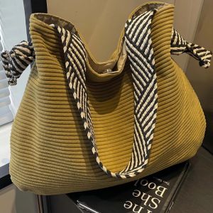 New Soft Wide Shoulder Strap Velvet Fabric Handbag Fashion Casual Single Shoulder Bag Preferred Bag Style corduroy Women Bag