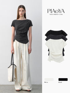 PIAOYA | High-quality One-shoulder Short-sleeve Blouse