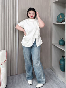 New Chinese Style Loose Short Sleeve T-Shirt Women Summer Casual Side Slit Top plus Size Comfortable Slimming Cotton Fashion