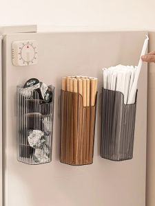 Straw Storage Box Refrigerator Hanging Wall-Mounted Chopsticks Holder Storage Rack Bucket for Straw for Commercial Use
