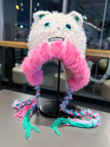 Sweet Cute Little Monster Plush Bonnet Children 2024 New Arrival Pullover Earmuffs Hat Cold Protection in Winter Thermal Lei Feng Cap