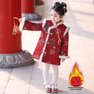 Traditional Chinese New Year Outfit Childrens Hanfu Clothing Set Cotton Thickened Winter Clothes Baby Toddler Boys Girls