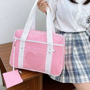 Japanese JK School Heart Uniform Bags Womens Student Handbag Cosplay Anime Shoulder Bag Large Capacity Handbags
