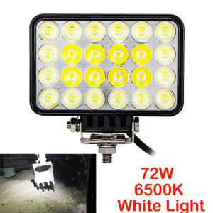 72W 12/24V Square Led Work Light Led Driving Light Spot Flood Combo Beam Foglight For Heavy-Duty Equipment Offroad Truck Tractor
